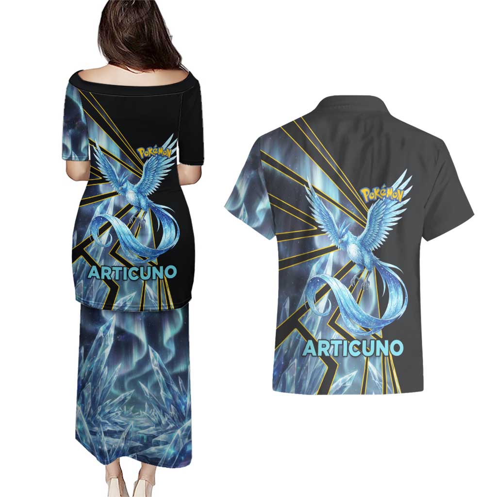 Articuno Poké Couples Matching Puletasi and Hawaiian Shirt Frost Crystal Comic Style