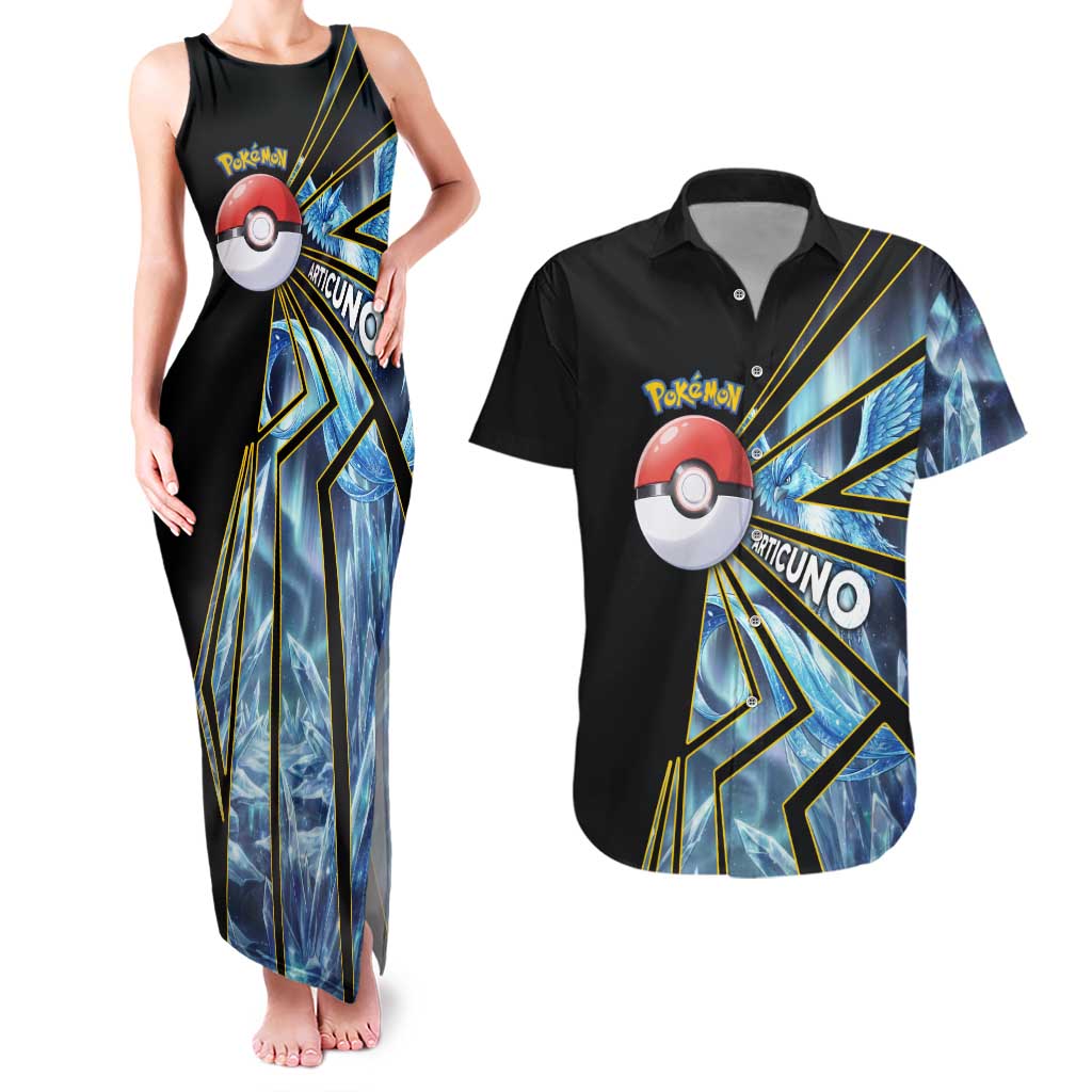 Articuno Poké Couples Matching Tank Maxi Dress and Hawaiian Shirt Frost Crystal Comic Style