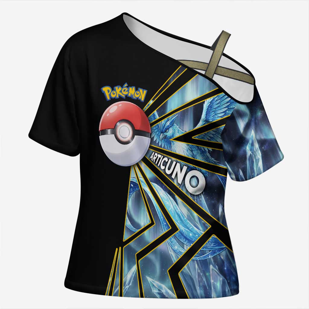 Articuno Poké Cross Shoulder Shirt Frost Crystal Comic Style