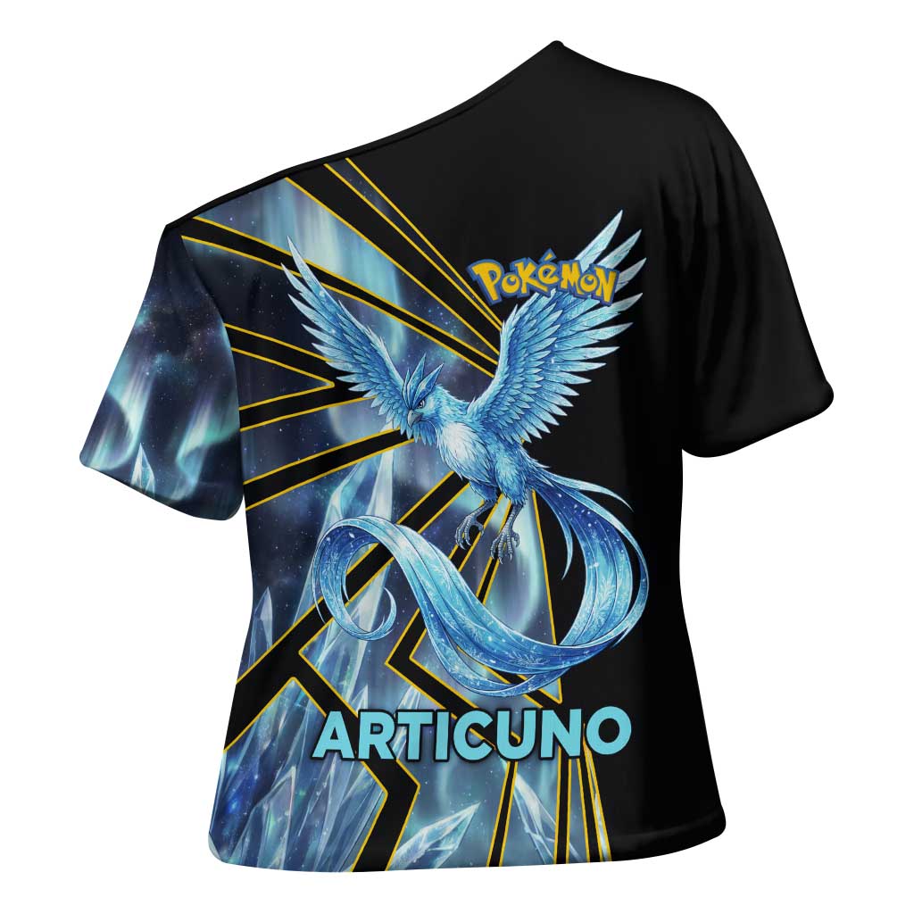 Articuno Poké Cross Shoulder Shirt Frost Crystal Comic Style