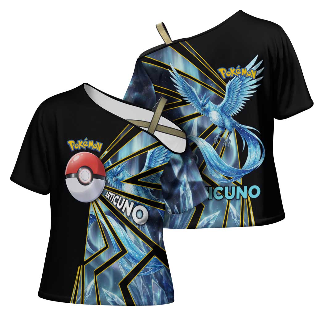Articuno Poké Cross Shoulder Shirt Frost Crystal Comic Style