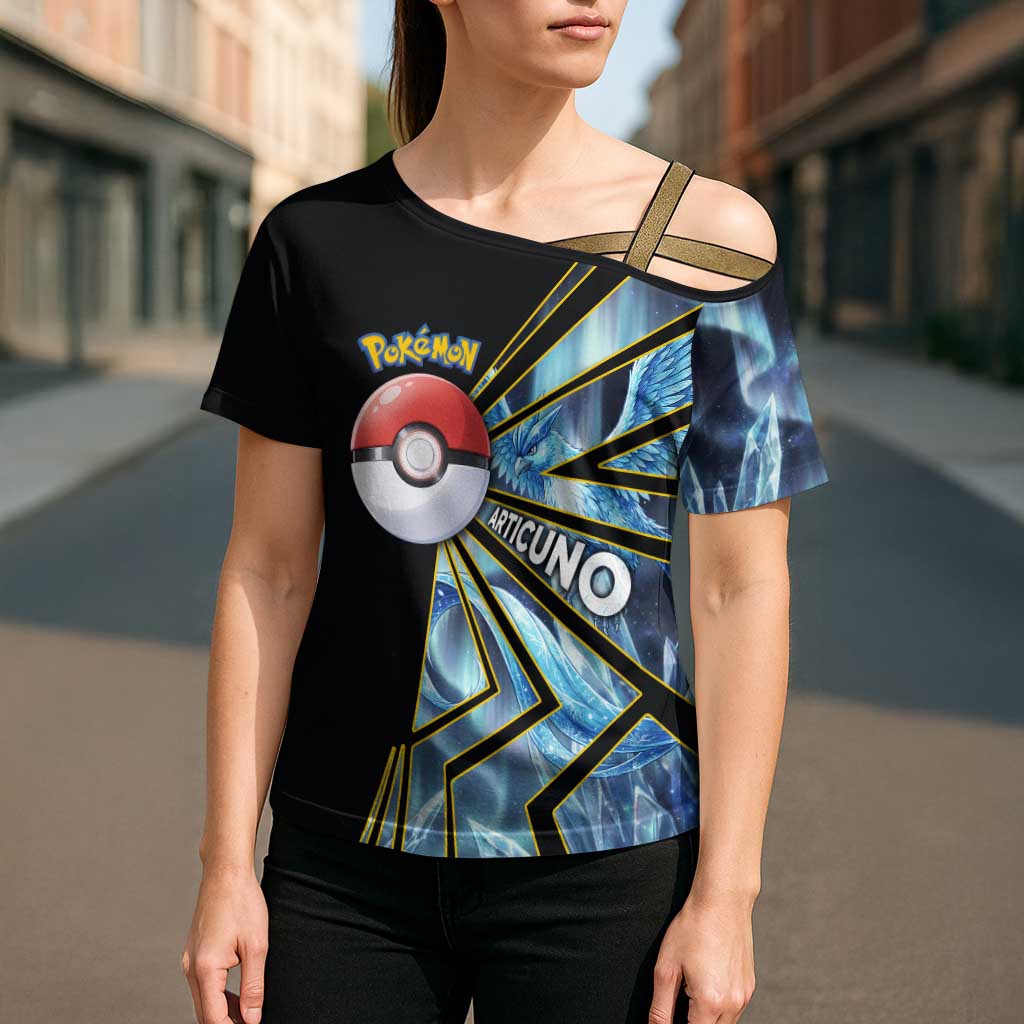 Articuno Poké Cross Shoulder Shirt Frost Crystal Comic Style