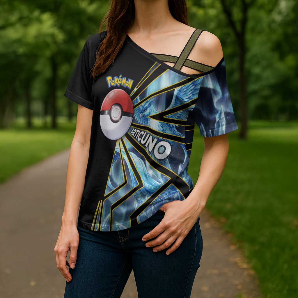 Articuno Poké Cross Shoulder Shirt Frost Crystal Comic Style