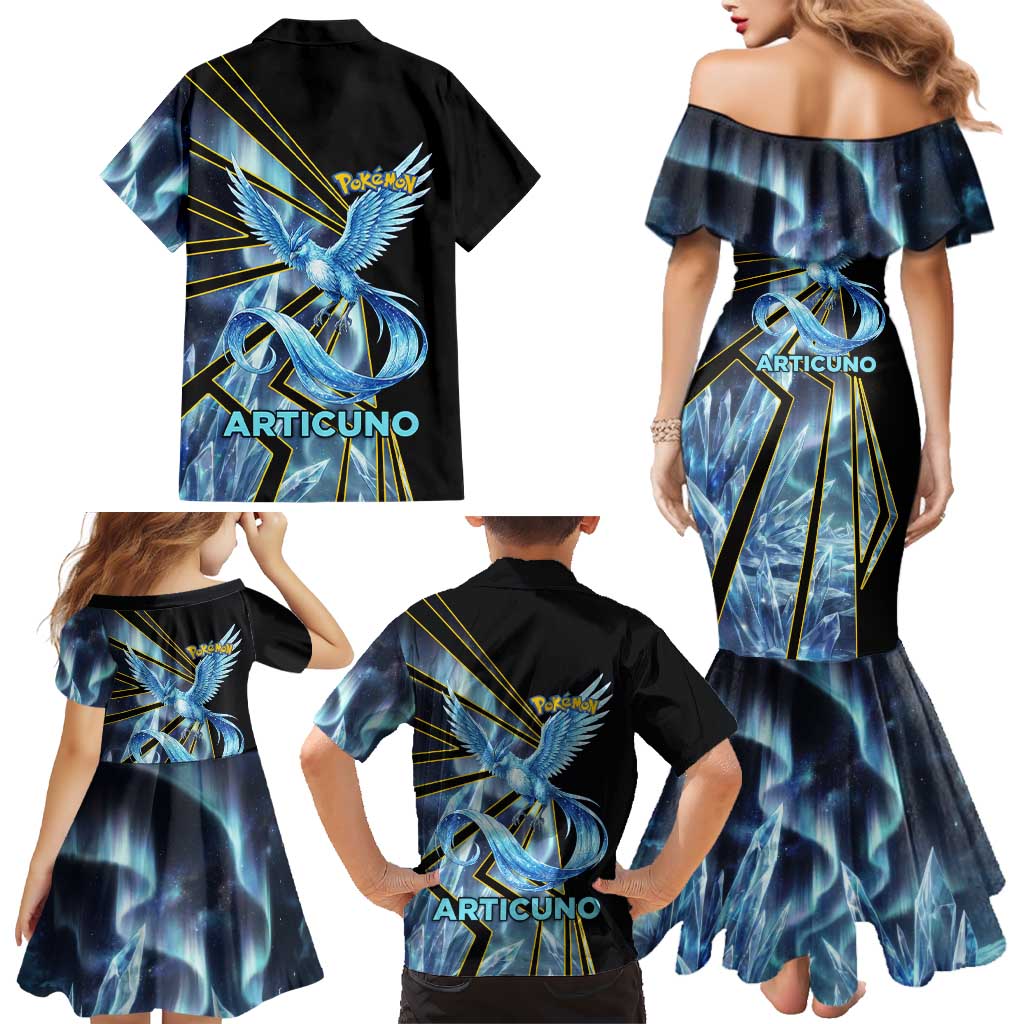 Articuno Poké Family Matching Mermaid Dress and Hawaiian Shirt Frost Crystal Comic Style