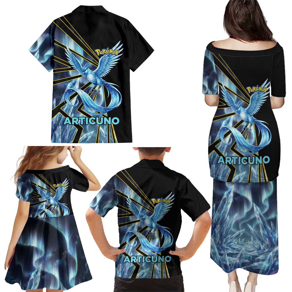 Articuno Poké Family Matching Puletasi and Hawaiian Shirt Frost Crystal Comic Style
