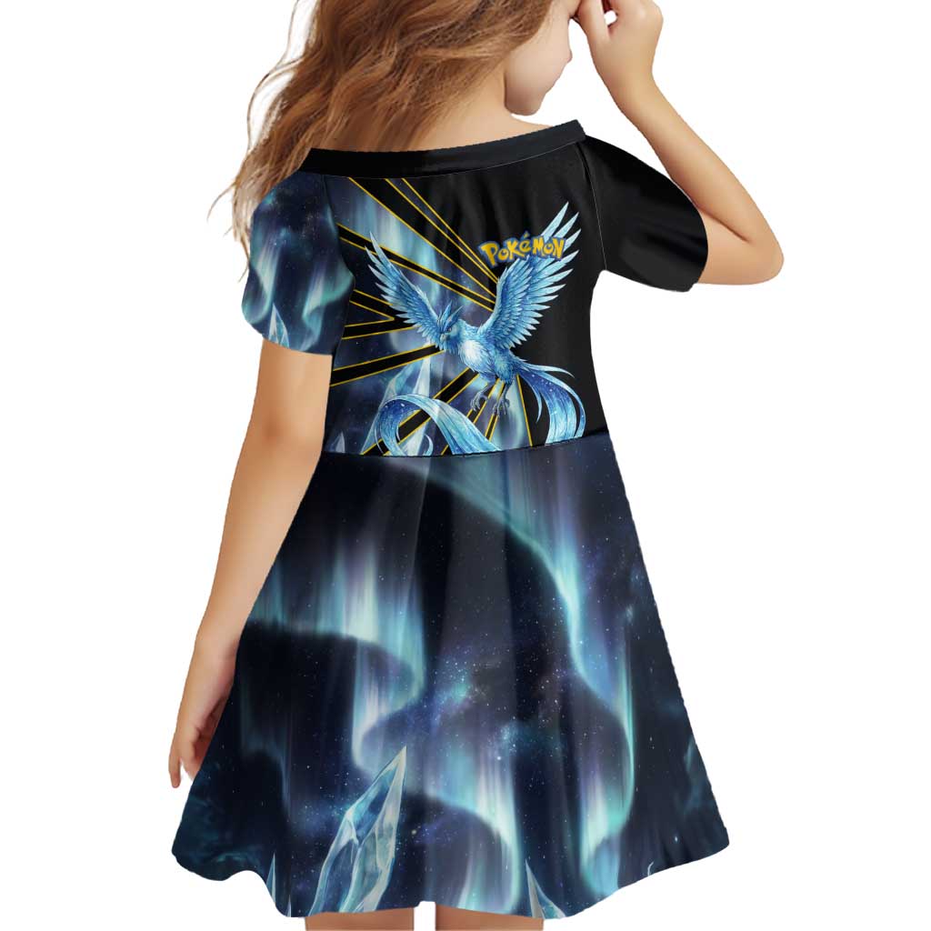 Articuno Poké Family Matching Short Sleeve Bodycon Dress and Hawaiian Shirt Frost Crystal Comic Style
