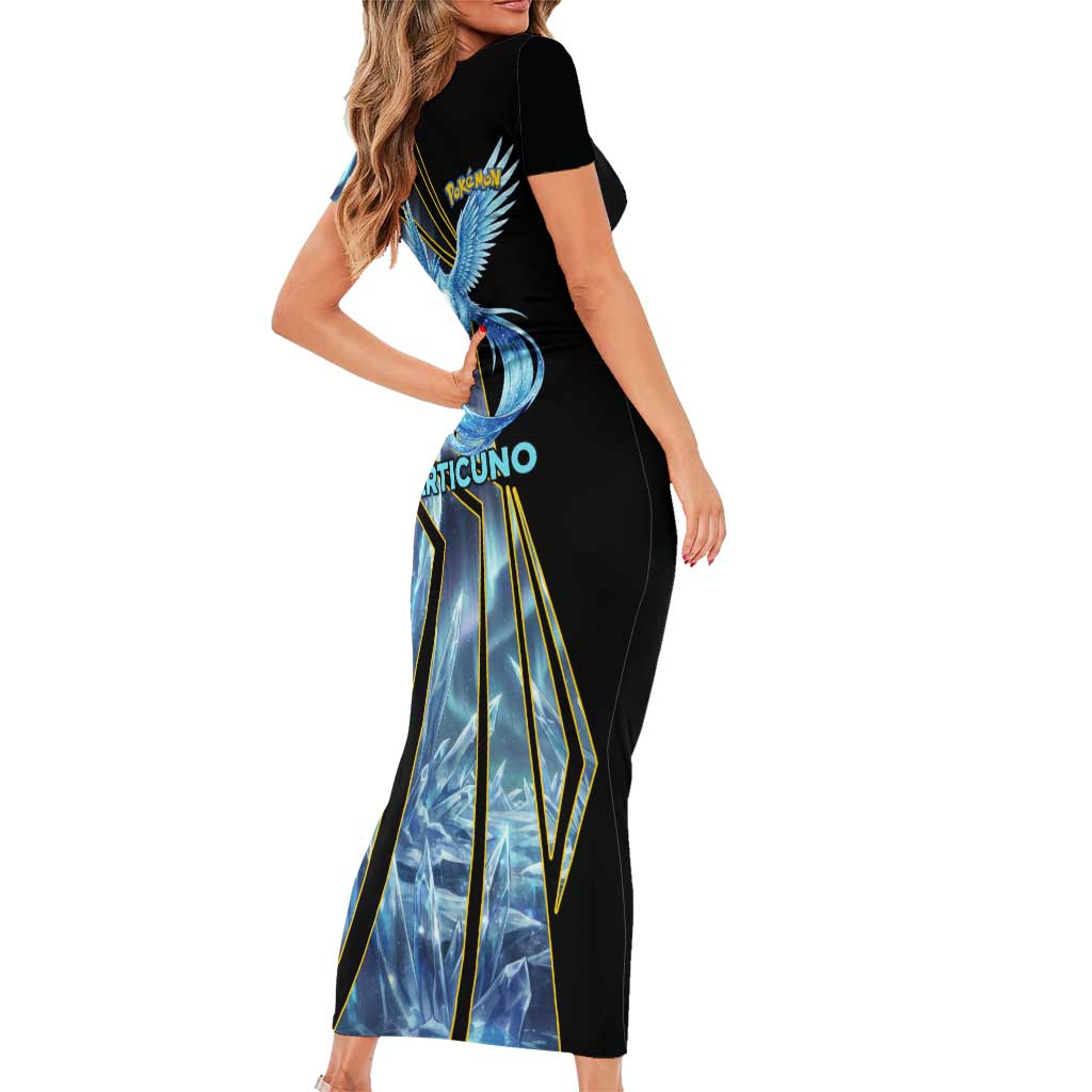 Articuno Poké Family Matching Short Sleeve Bodycon Dress and Hawaiian Shirt Frost Crystal Comic Style