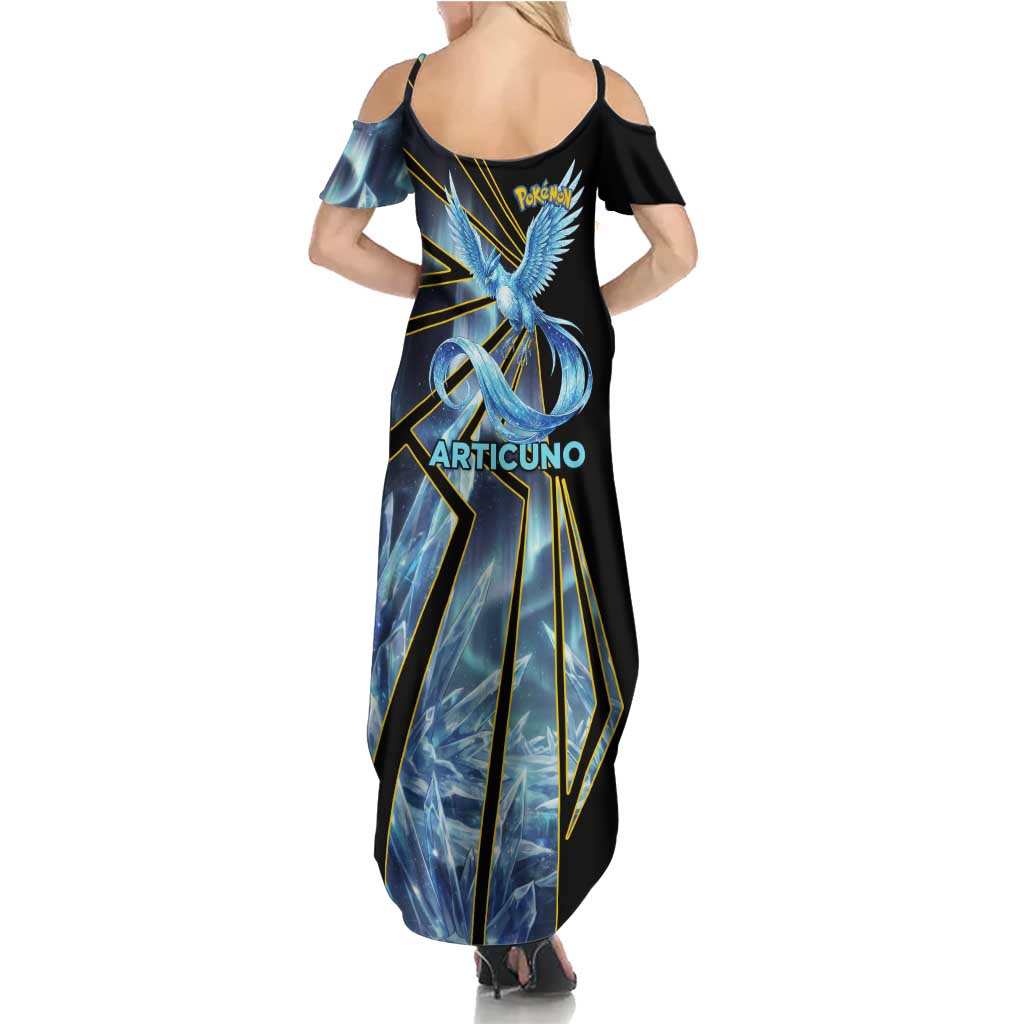 Articuno Poké Family Matching Summer Maxi Dress and Hawaiian Shirt Frost Crystal Comic Style