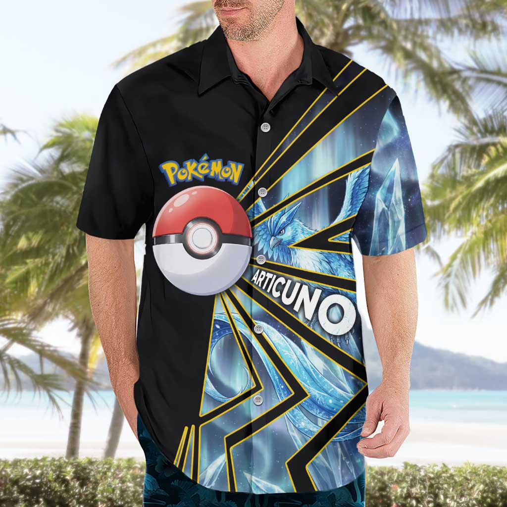 Articuno Poké Hawaiian Shirt Frost Crystal Comic Style