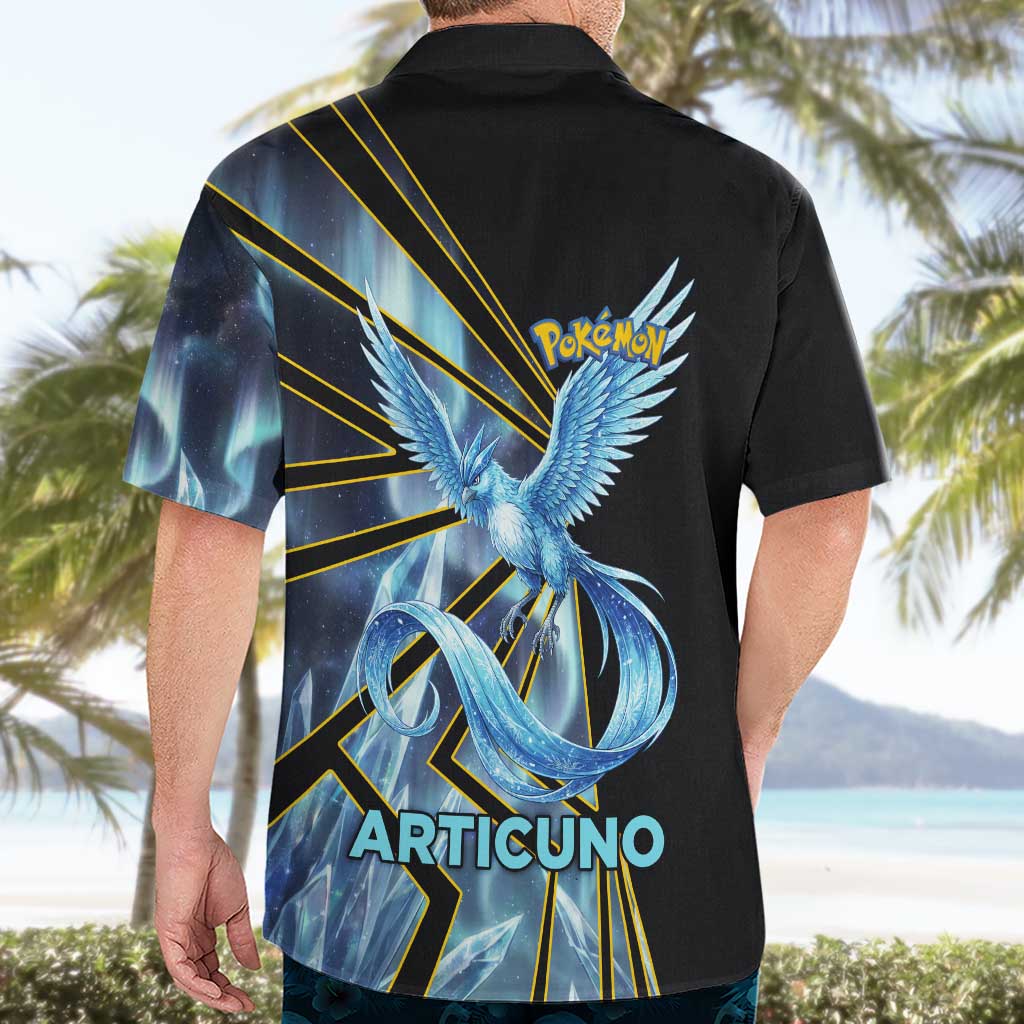 Articuno Poké Hawaiian Shirt Frost Crystal Comic Style