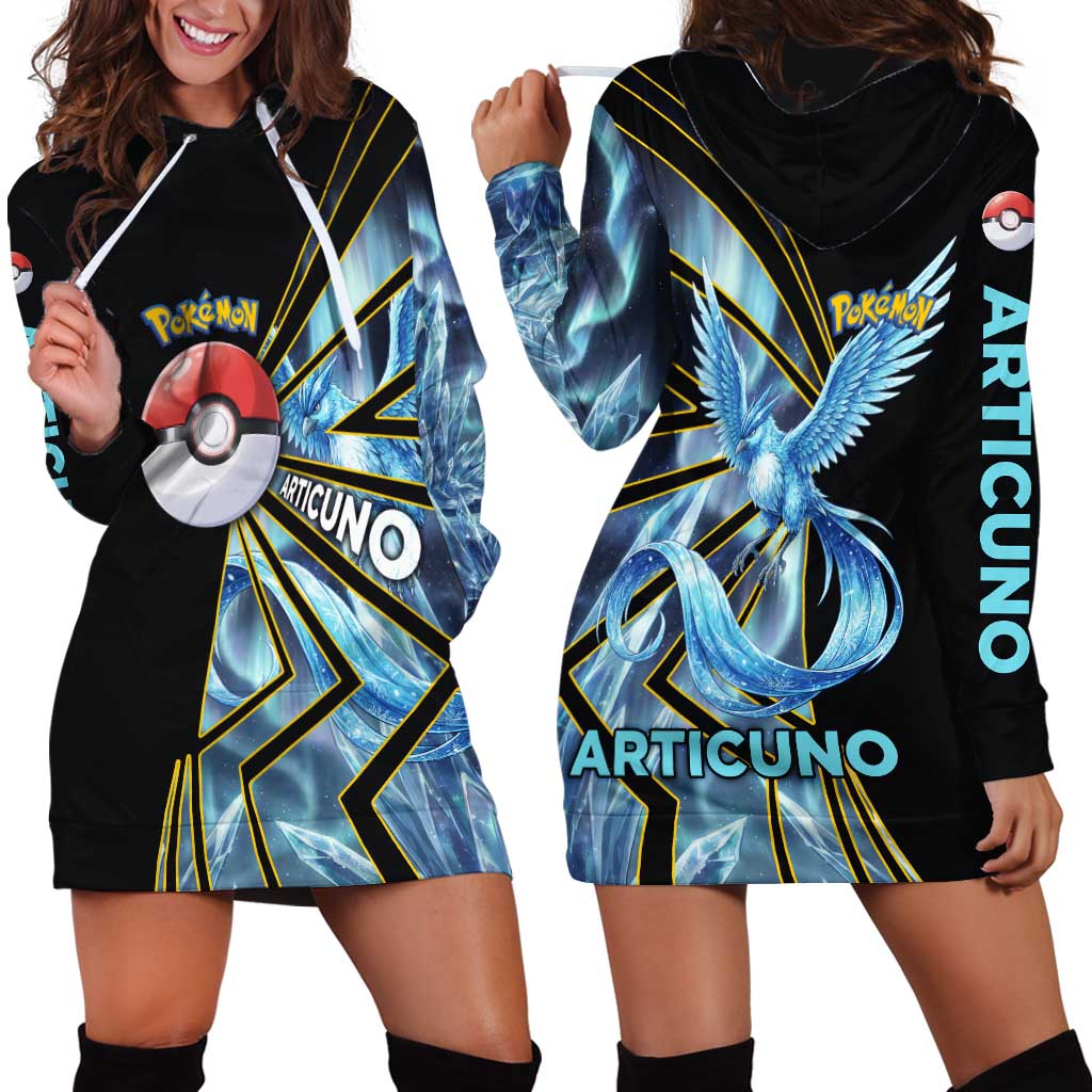 Articuno Poké Hoodie Dress Frost Crystal Comic Style