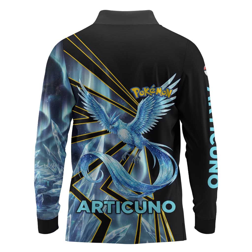 Articuno Poké Long Sleeve Polo Shirt Frost Crystal Comic Style