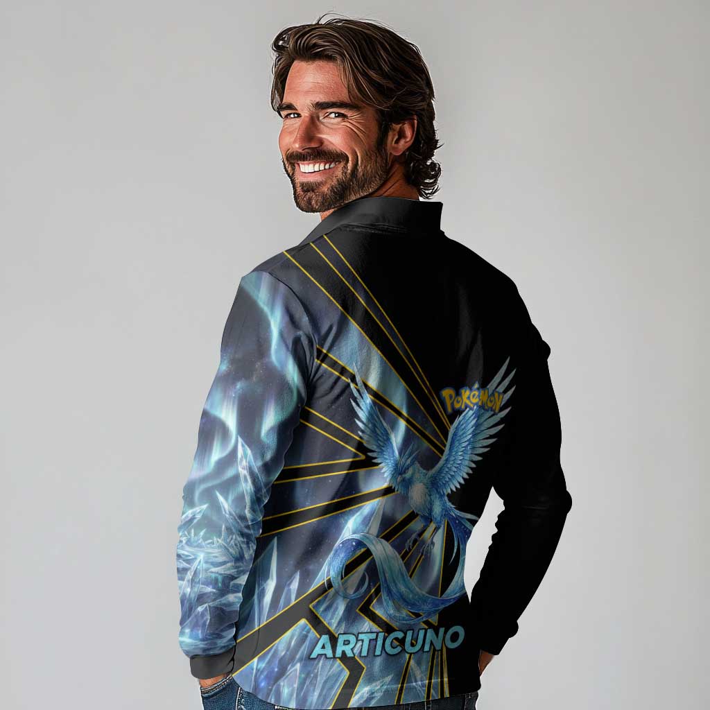Articuno Poké Long Sleeve Polo Shirt Frost Crystal Comic Style