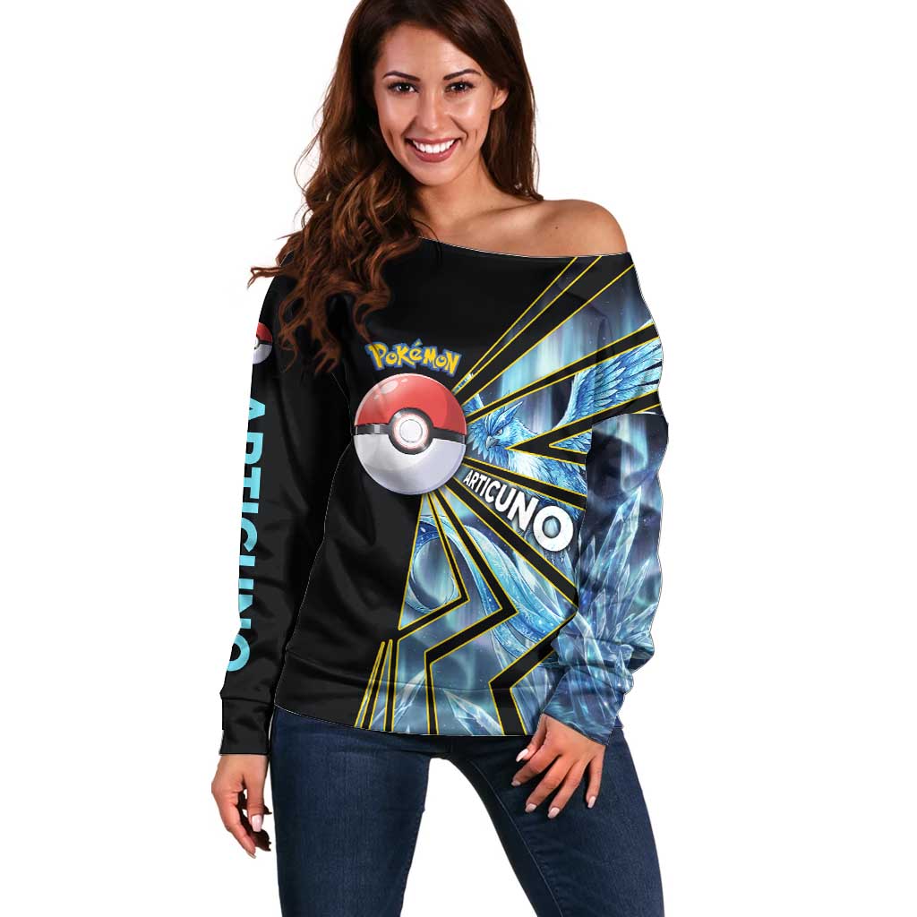 Articuno Poké Off Shoulder Sweater Frost Crystal Comic Style