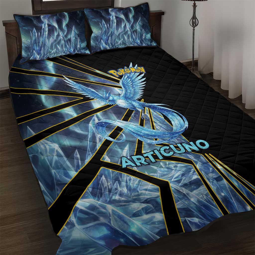 Articuno Poké Quilt Bed Set Frost Crystal Comic Style