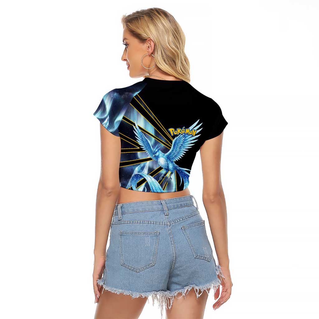 Articuno Poké Raglan Cropped T Shirt Frost Crystal Comic Style