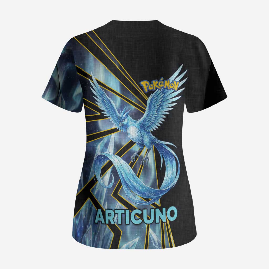 Articuno Poké Scrub Top Frost Crystal Comic Style