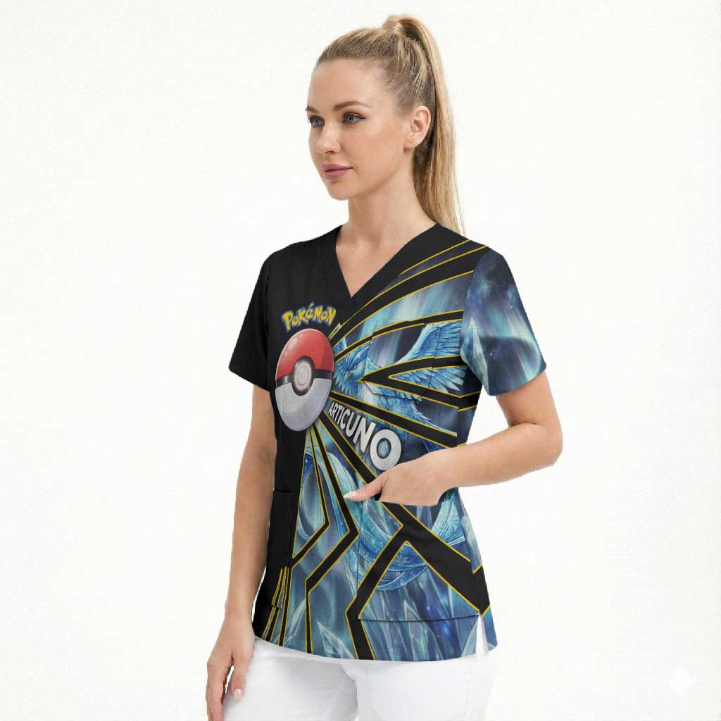 Articuno Poké Scrub Top Frost Crystal Comic Style