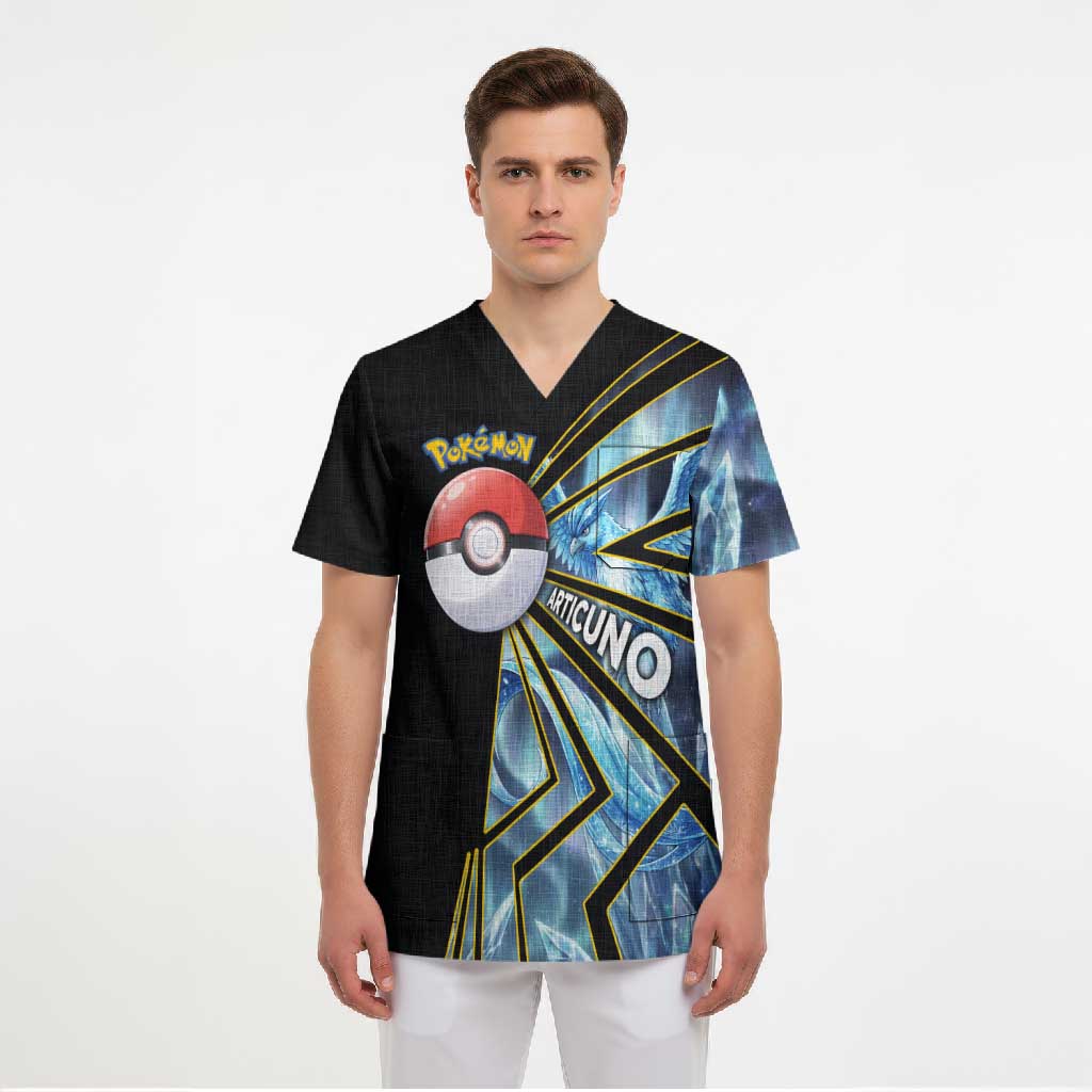 Articuno Poké Scrub Top Frost Crystal Comic Style