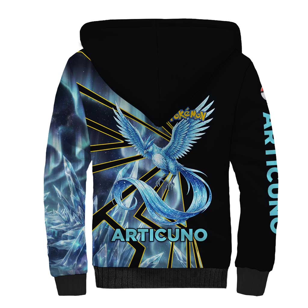 Articuno Poké Sherpa Hoodie Frost Crystal Comic Style
