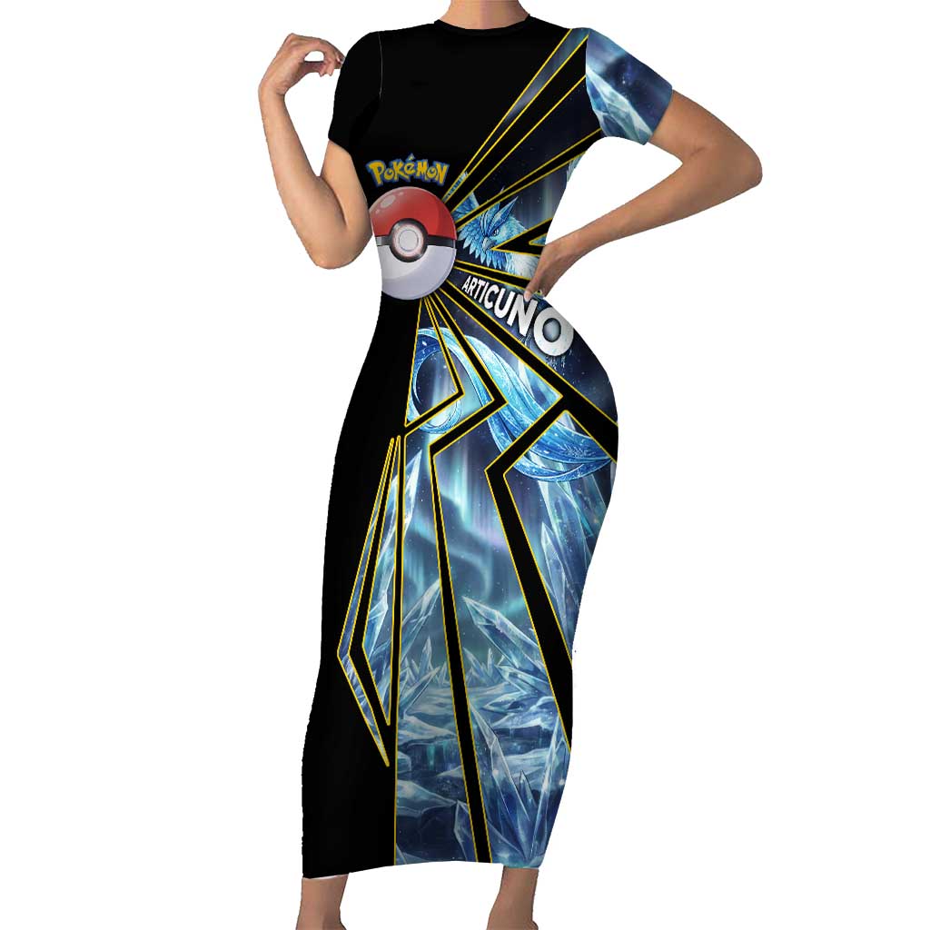 Articuno Poké Short Sleeve Bodycon Dress Frost Crystal Comic Style