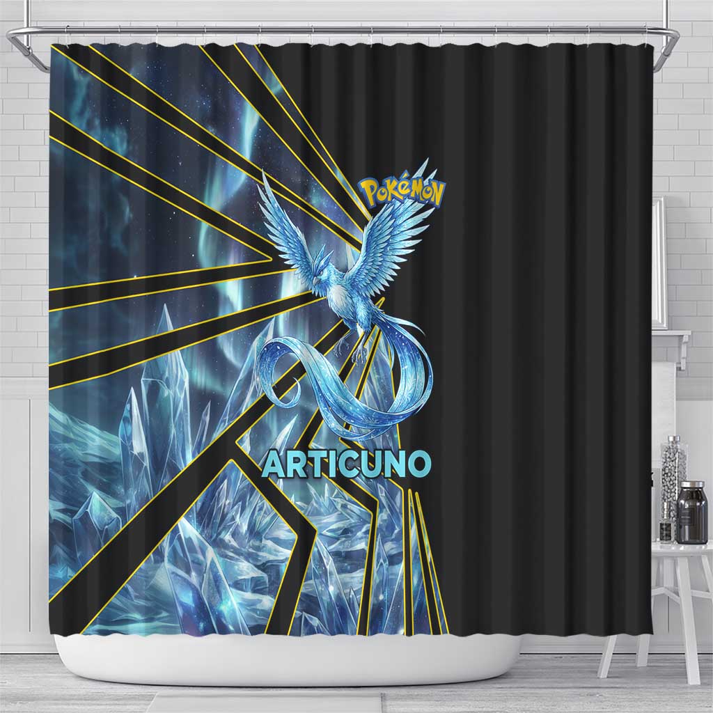 Articuno Poké Shower Curtain Frost Crystal Comic Style