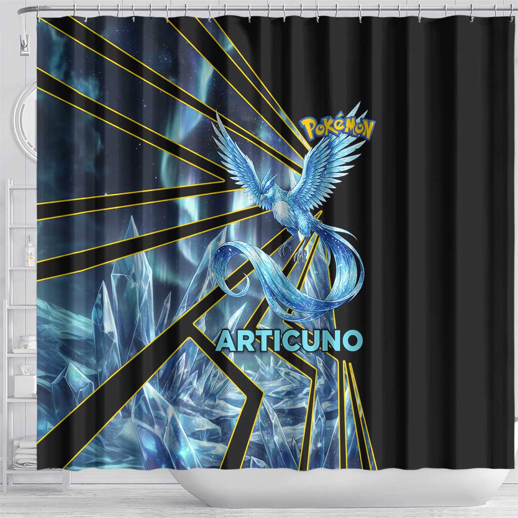 Articuno Poké Shower Curtain Frost Crystal Comic Style
