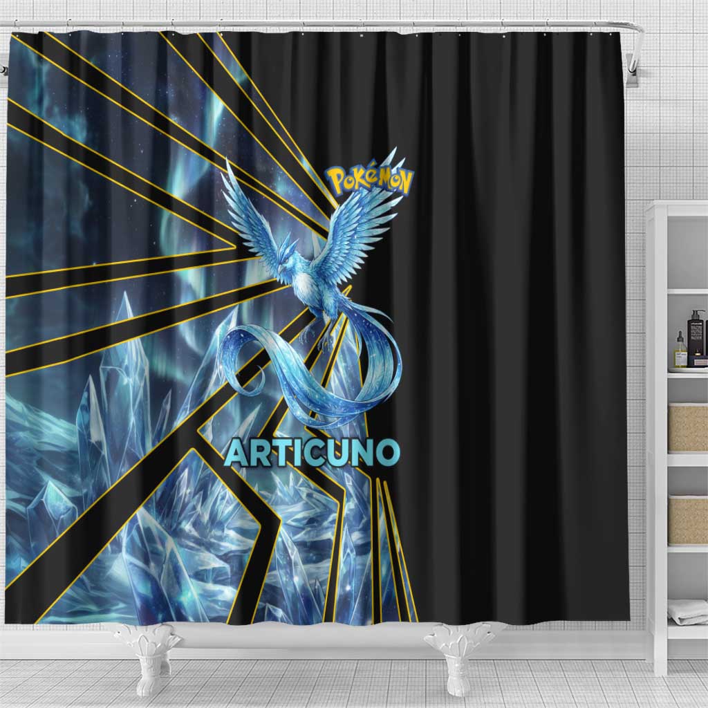 Articuno Poké Shower Curtain Frost Crystal Comic Style