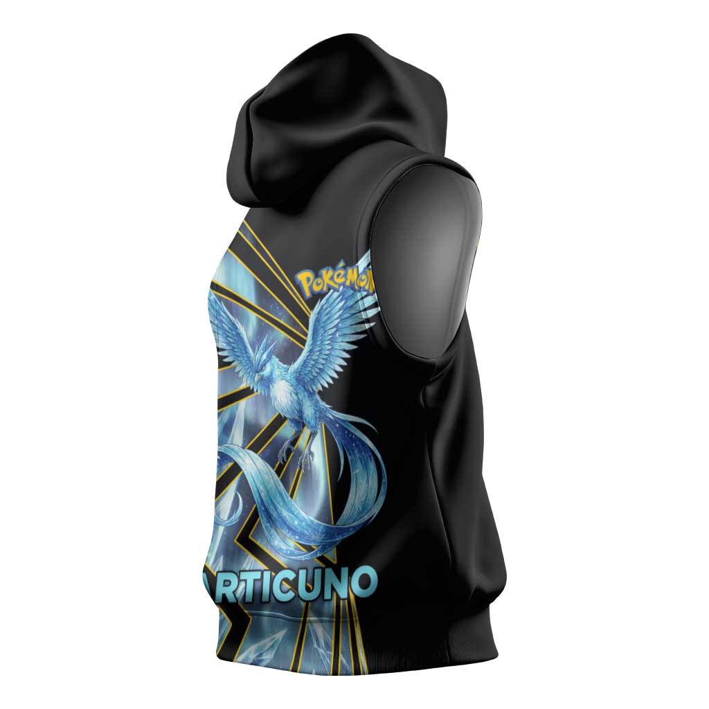 Articuno Poké Sleeveless Hoodie Frost Crystal Comic Style