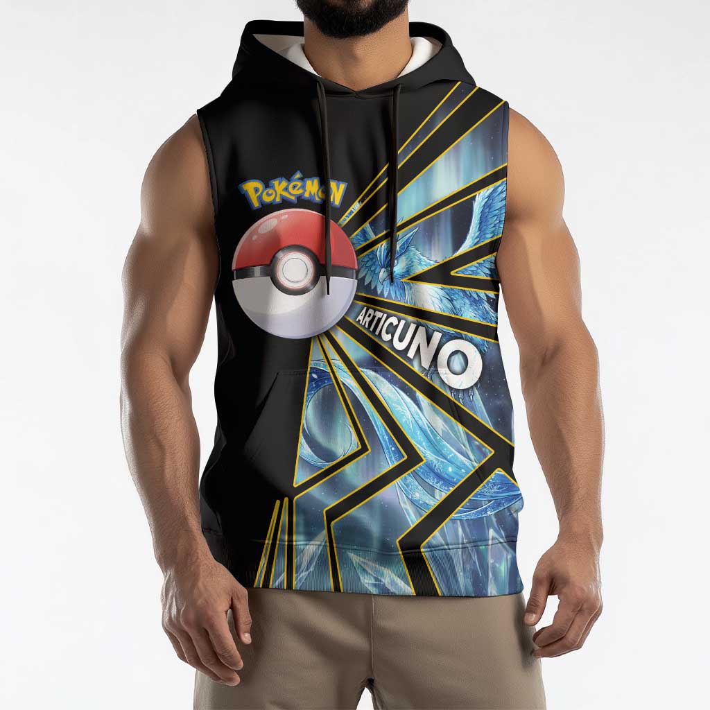 Articuno Poké Sleeveless Hoodie Frost Crystal Comic Style