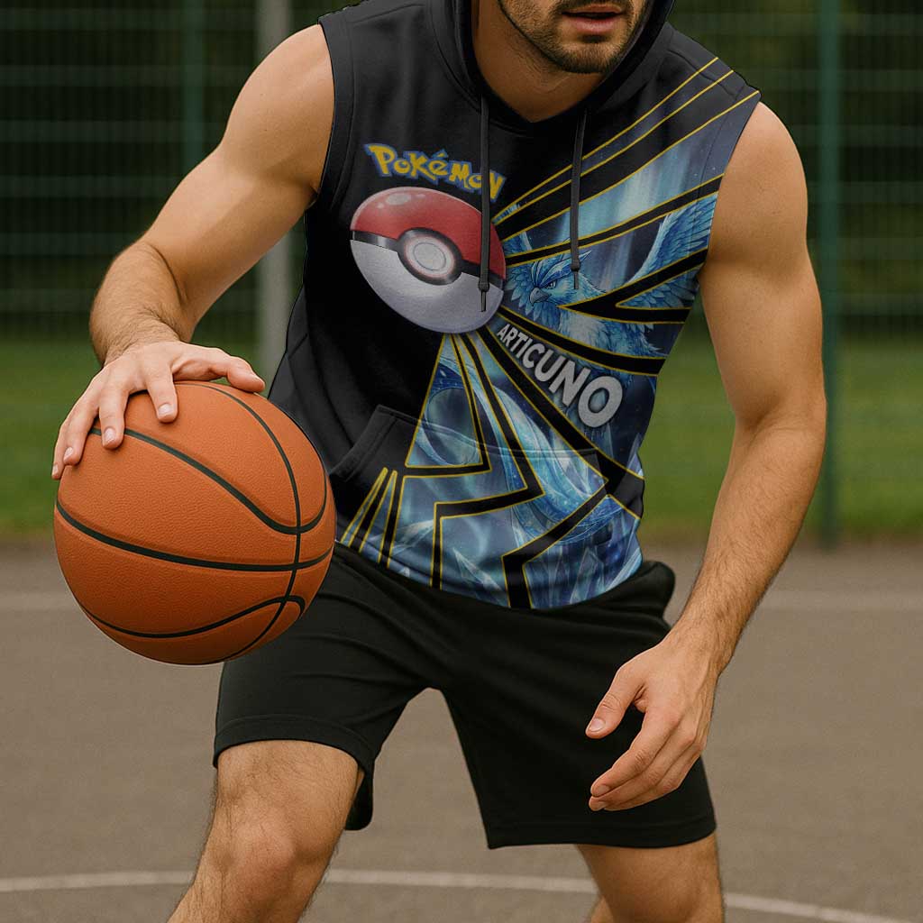 Articuno Poké Sleeveless Hoodie Frost Crystal Comic Style