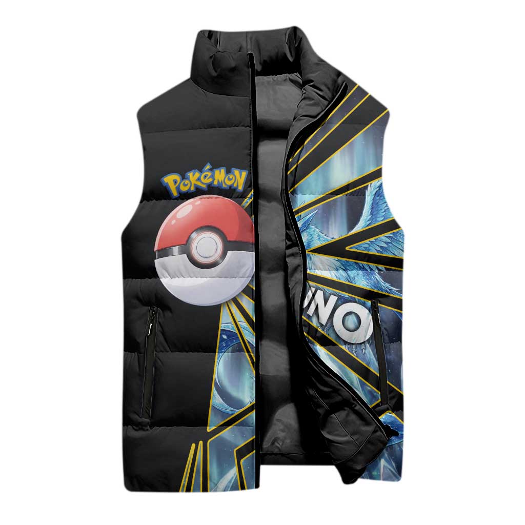 Articuno Poké Sleeveless Puffer Jacket Frost Crystal Comic Style