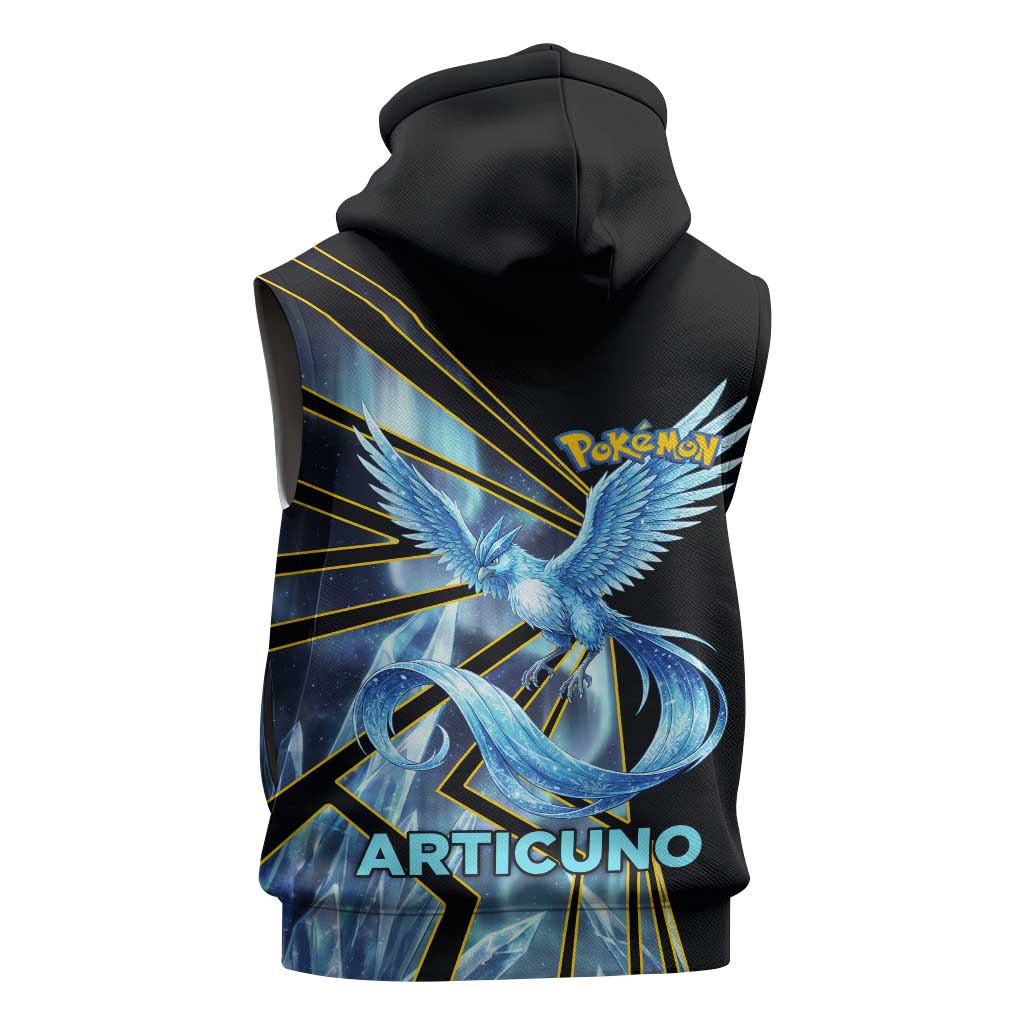 Articuno Poké Sleeveless Zip Hoodie Frost Crystal Comic Style