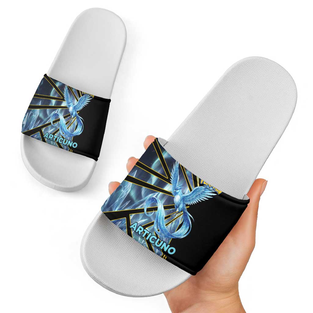 Articuno Poké Slide Sandals Frost Crystal Comic Style