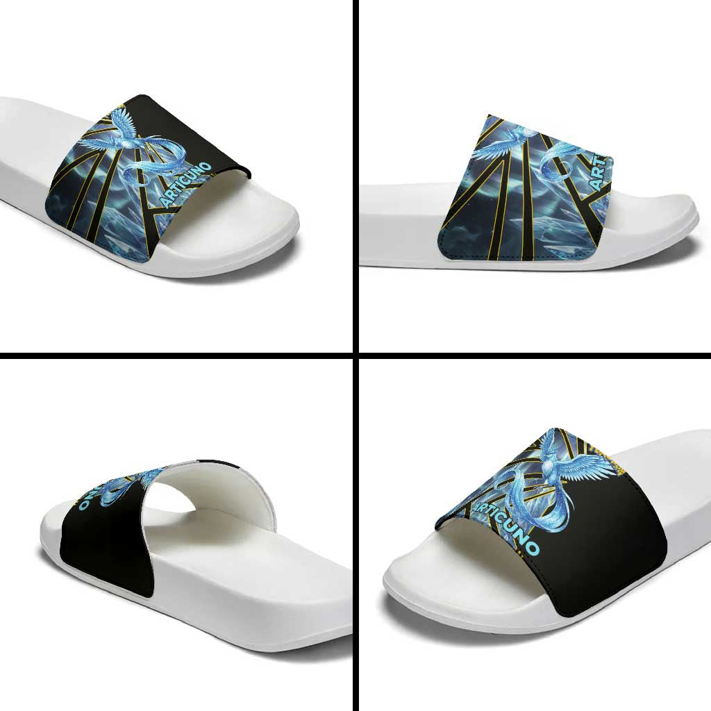 Articuno Poké Slide Sandals Frost Crystal Comic Style