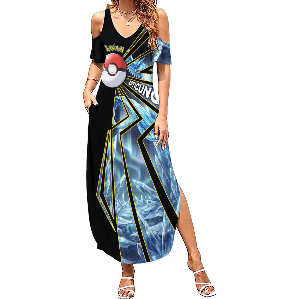 Articuno Poké Summer Maxi Dress Frost Crystal Comic Style