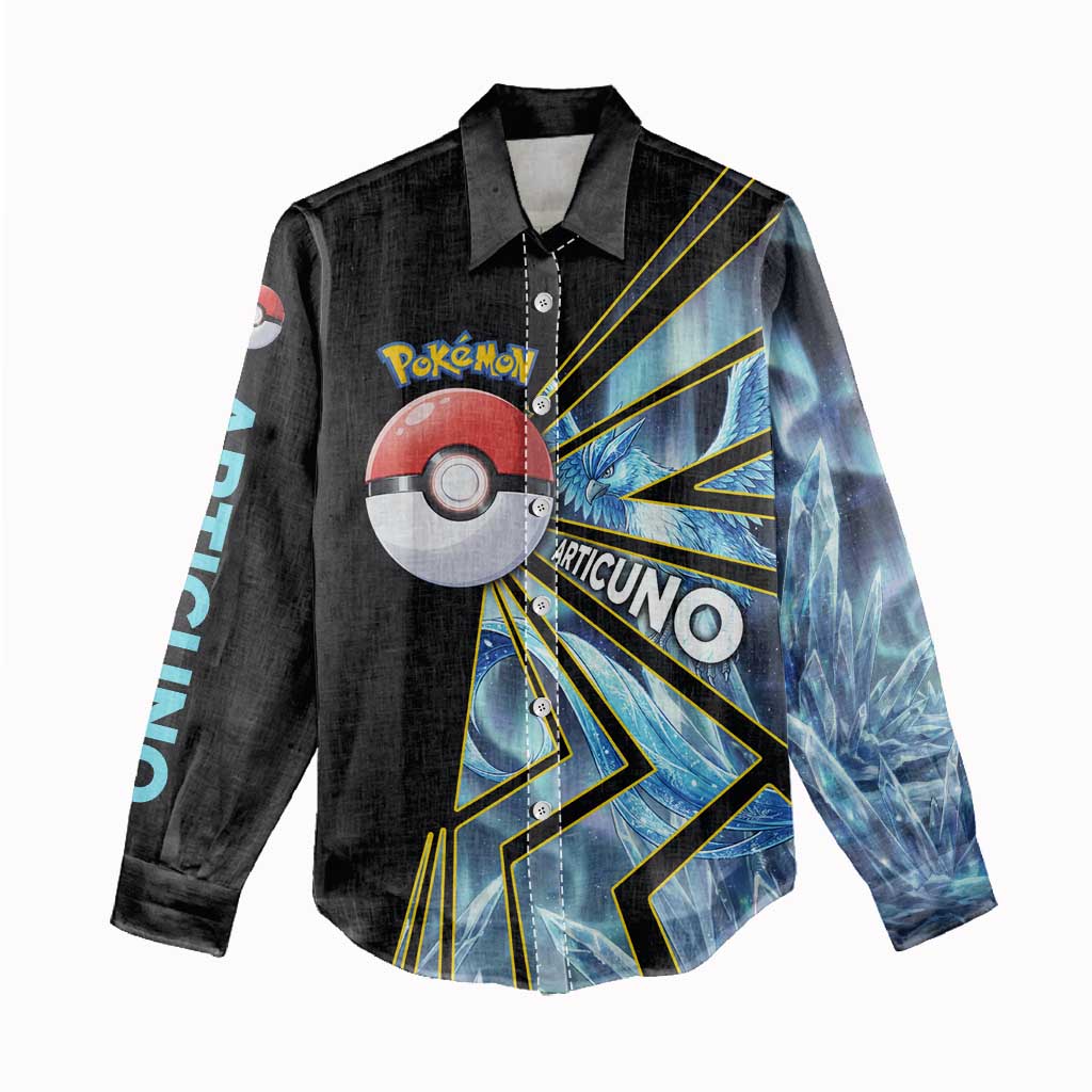 Articuno Poké Women Casual Shirt Frost Crystal Comic Style