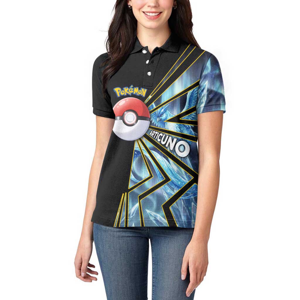 Articuno Poké Women Polo Shirt Frost Crystal Comic Style