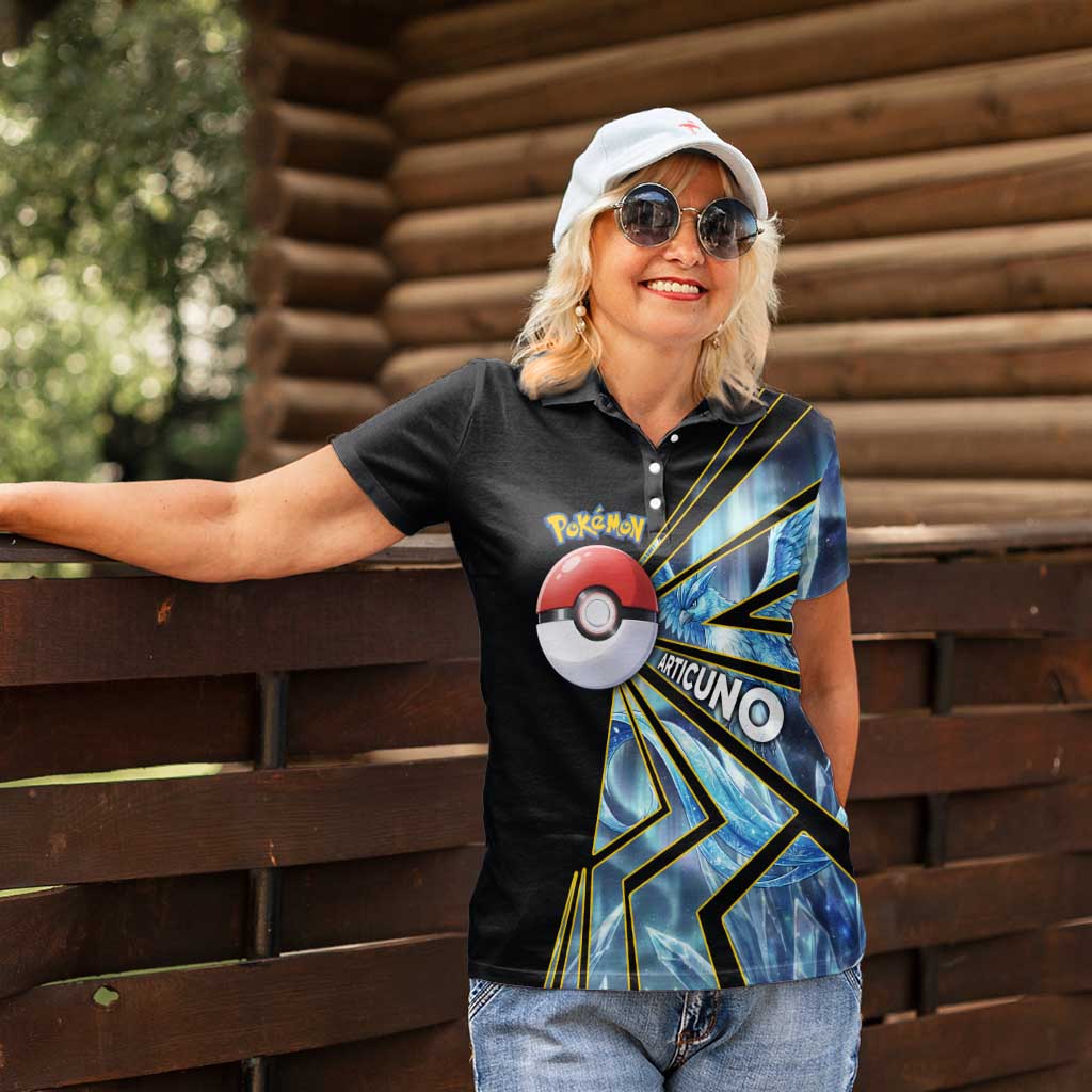 Articuno Poké Women Polo Shirt Frost Crystal Comic Style