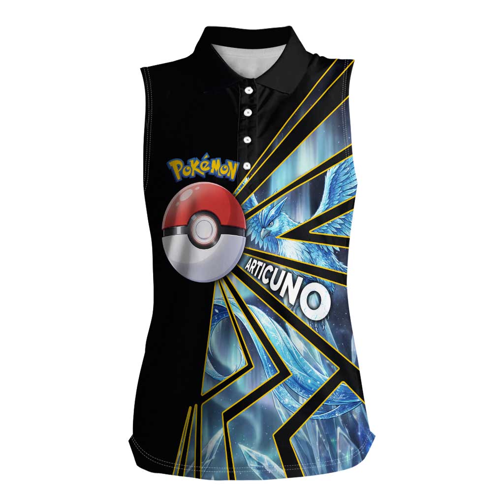 Articuno Poké Women Sleeveless Polo Shirt Frost Crystal Comic Style