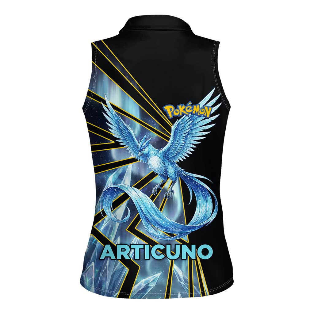 Articuno Poké Women Sleeveless Polo Shirt Frost Crystal Comic Style