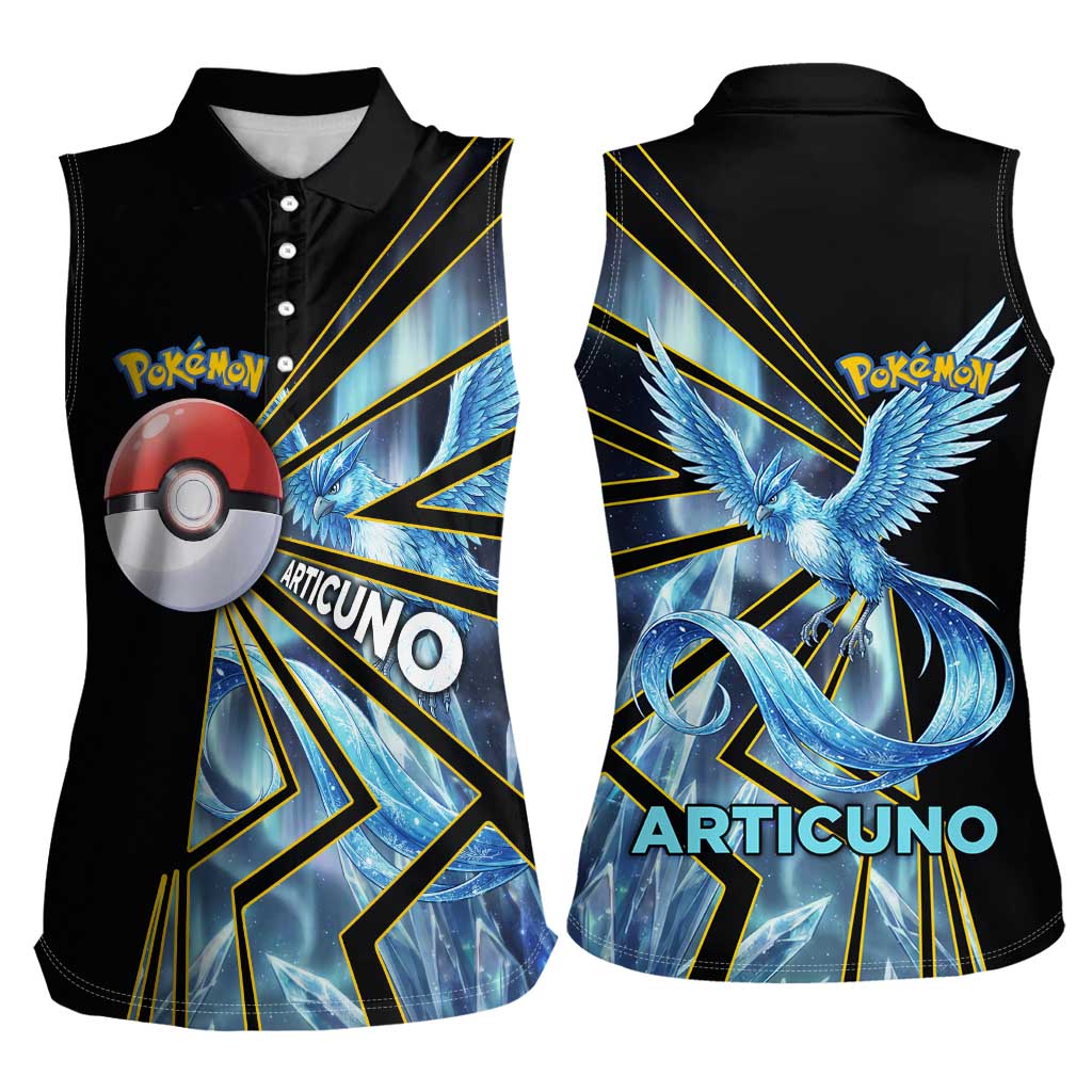 Articuno Poké Women Sleeveless Polo Shirt Frost Crystal Comic Style