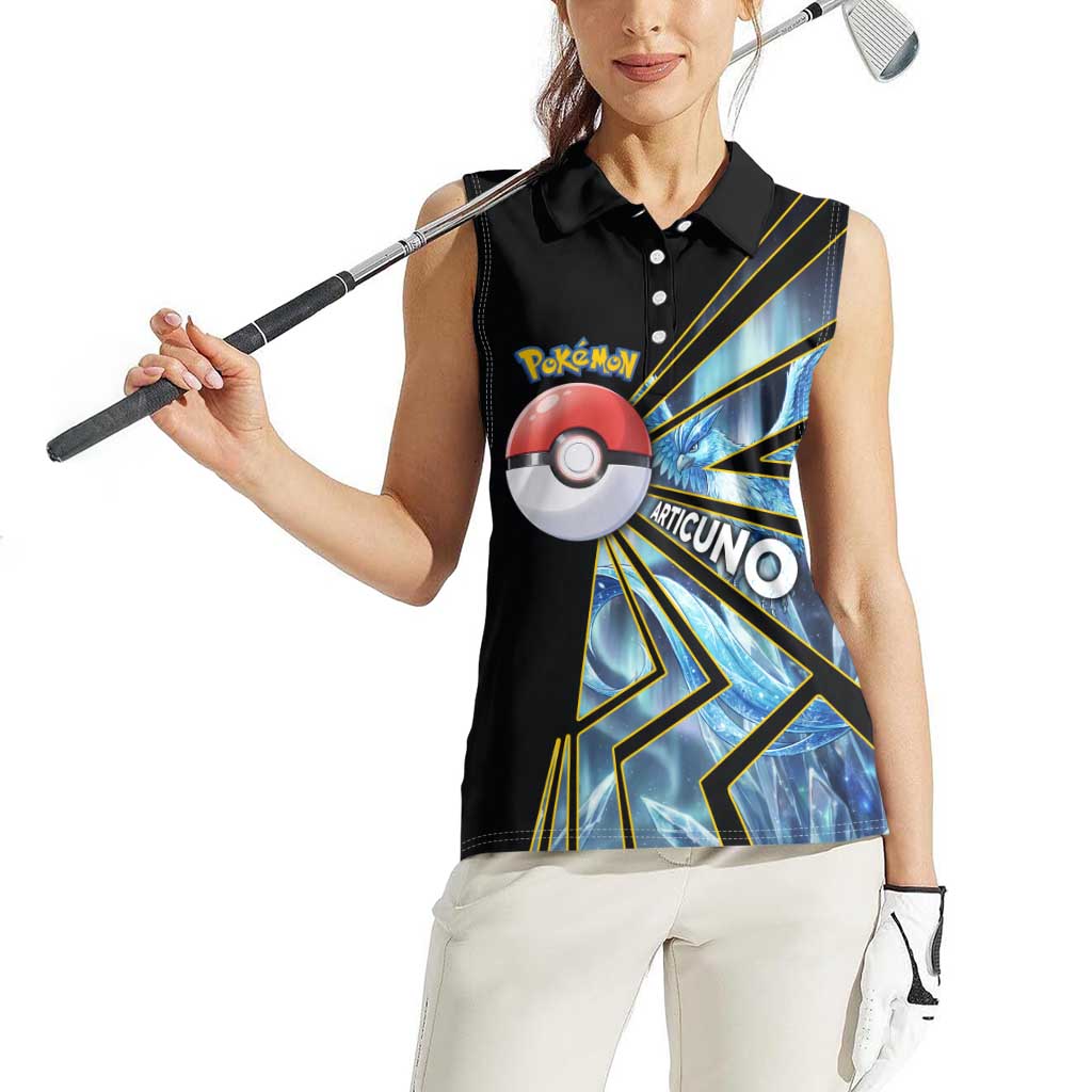 Articuno Poké Women Sleeveless Polo Shirt Frost Crystal Comic Style