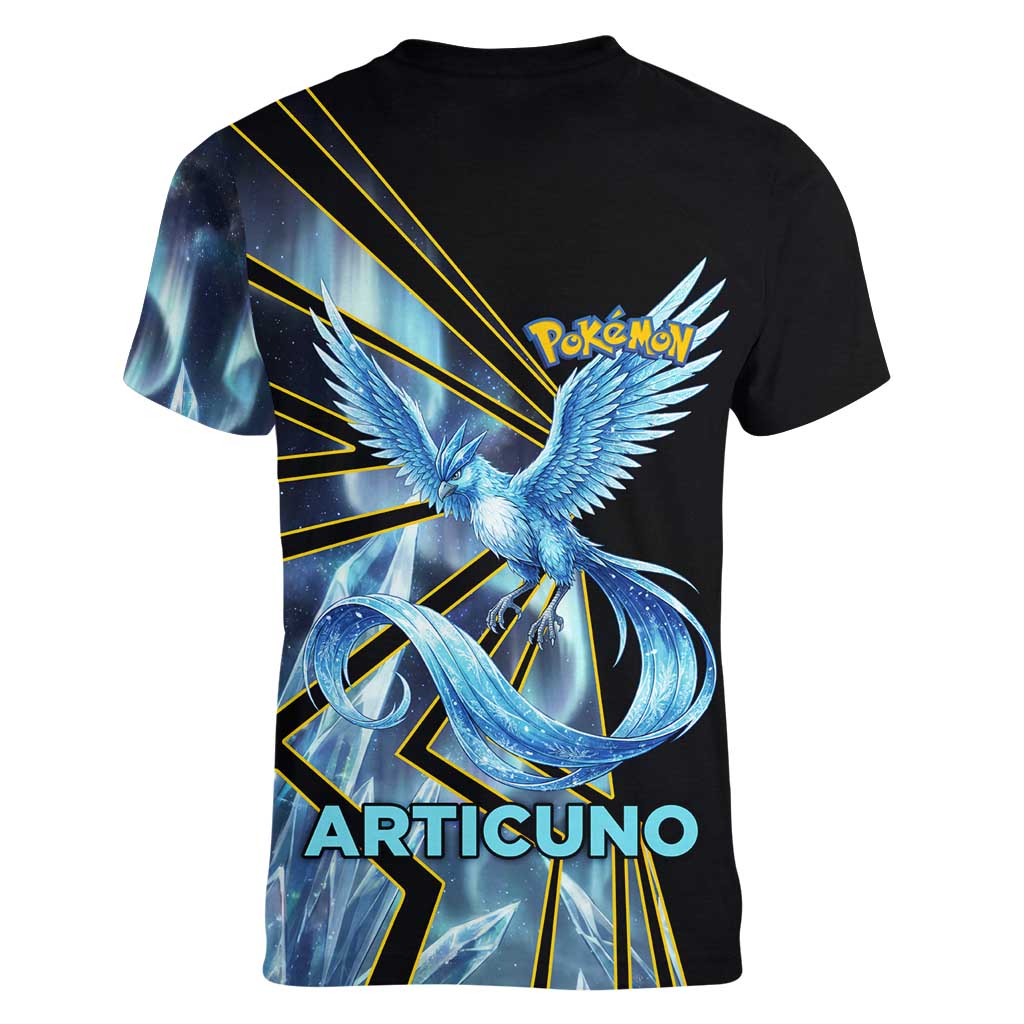Articuno Poké Women V-Neck T-Shirt Frost Crystal Comic Style