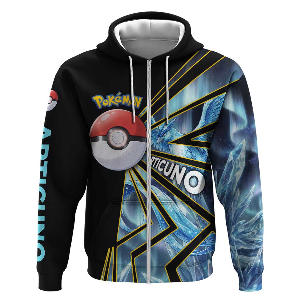 Articuno Poké Zip Hoodie Frost Crystal Comic Style