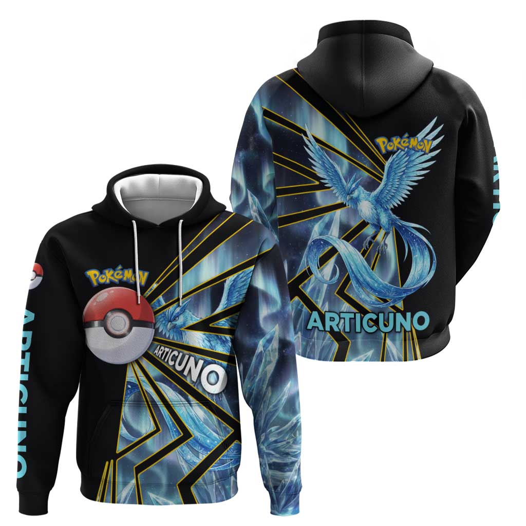 Articuno Poké Zip Hoodie Frost Crystal Comic Style
