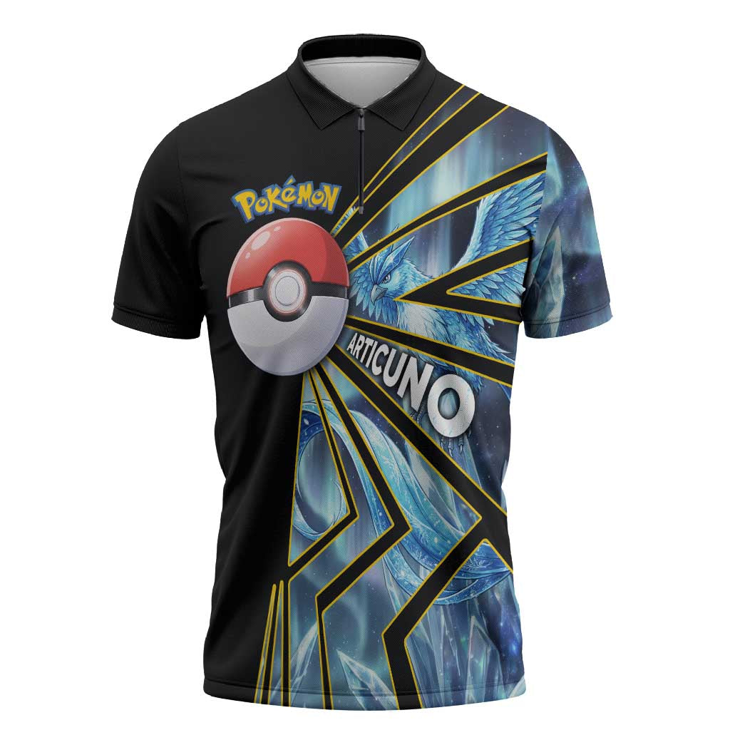 Articuno Poké Zipper Polo Shirt Frost Crystal Comic Style