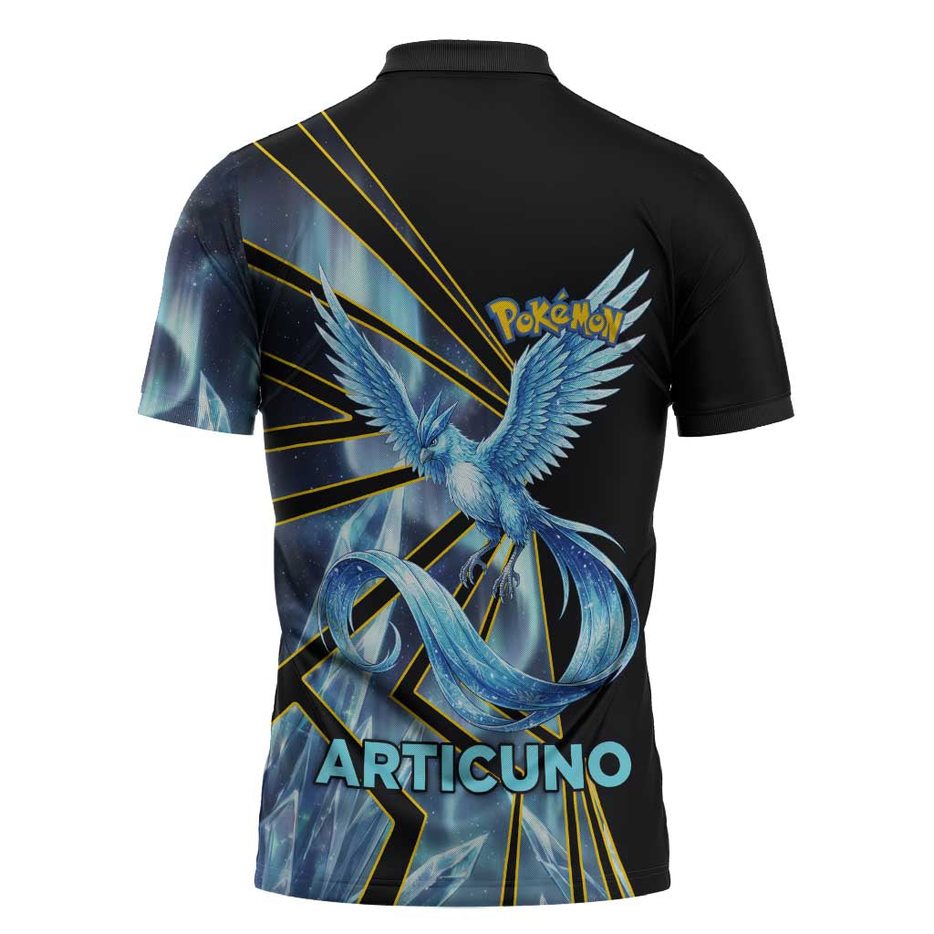 Articuno Poké Zipper Polo Shirt Frost Crystal Comic Style