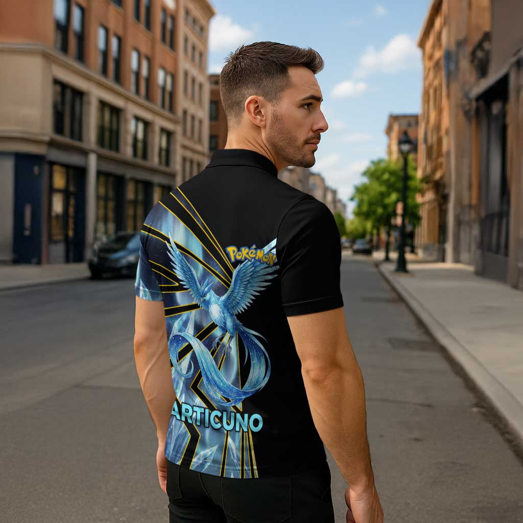 Articuno Poké Zipper Polo Shirt Frost Crystal Comic Style