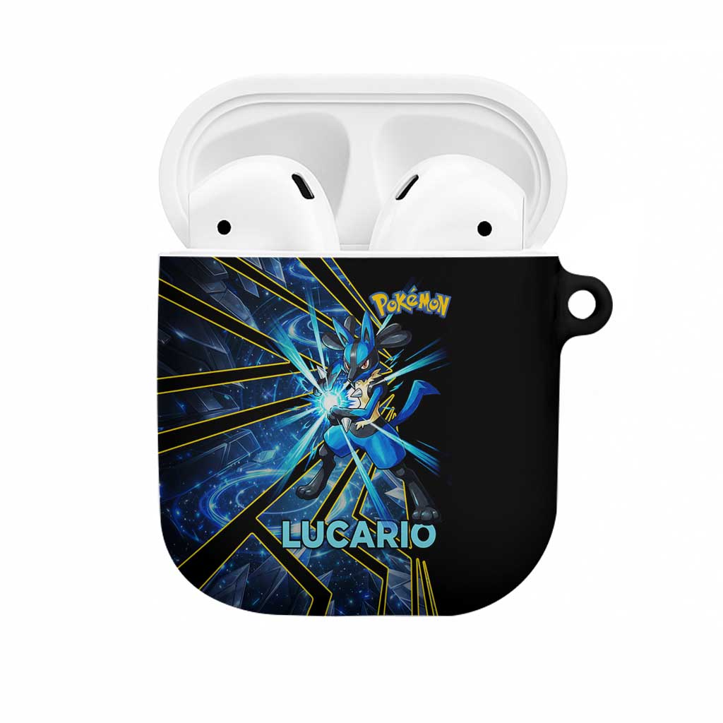 Lucario Poké AirPods Case Aura Blast Comic Style